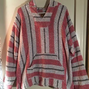 Pink white and grey drug rug
